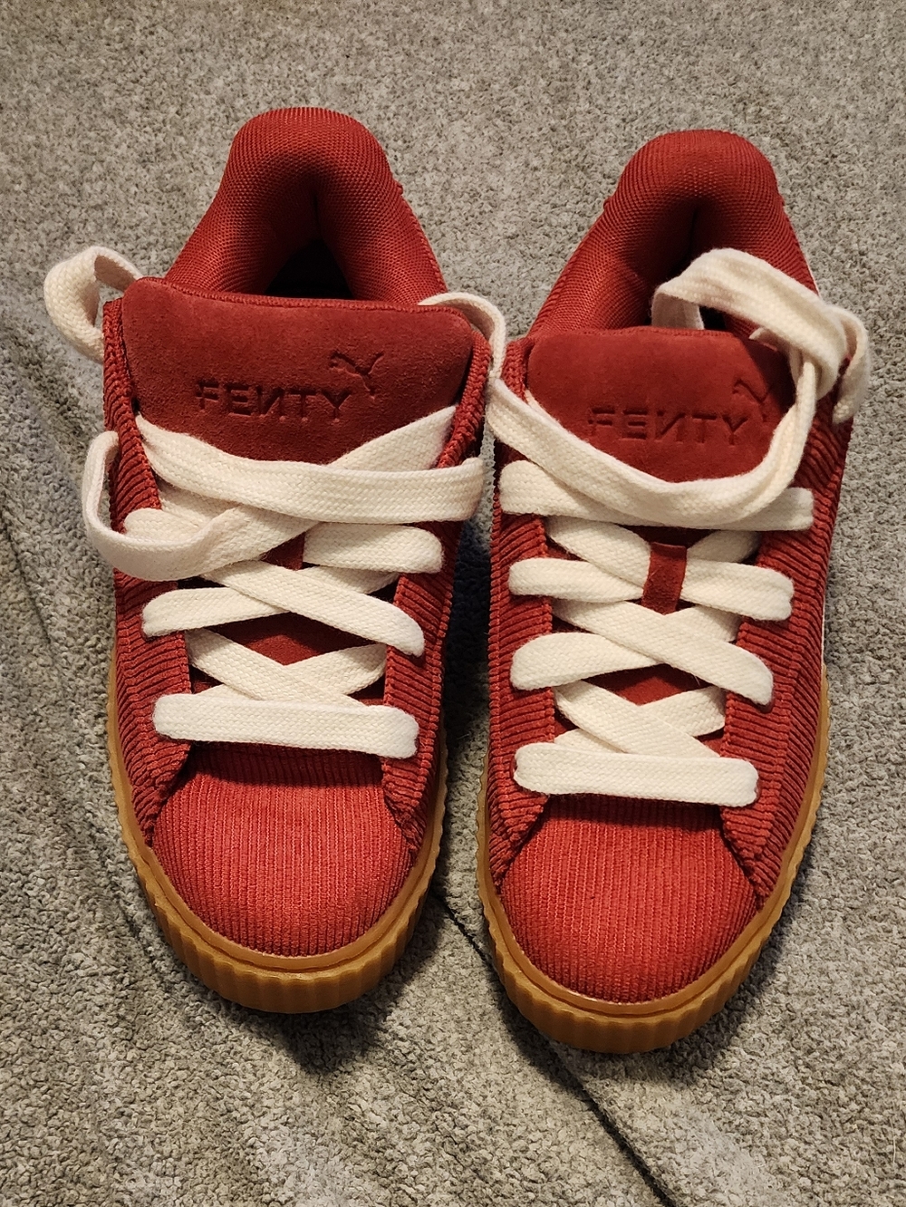 FENTY x PUMA Women’s Sneakers Red Corduroy Size 8 NWOT Rihanna Creeper Style